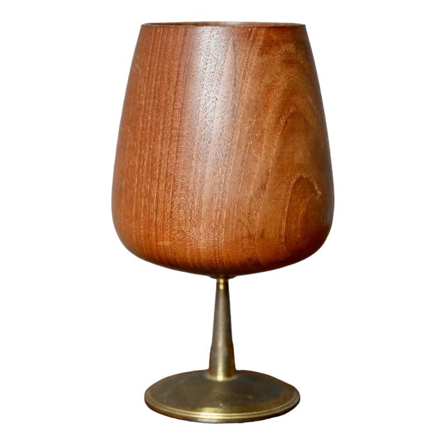 Scandinavian Decorative Glass in Teak and Brass, 1960s For Sale