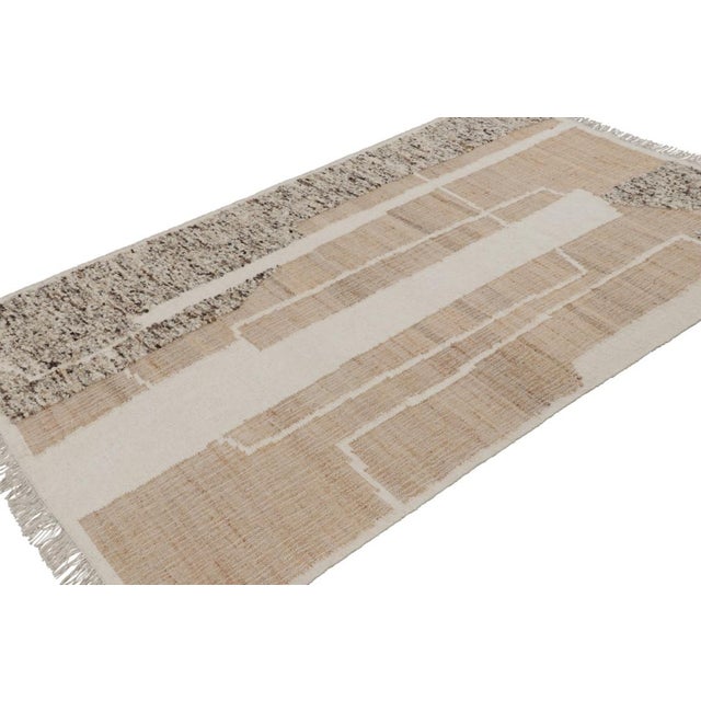 Rug & Kilim Rug & Kilim’s Abstract Flatweave With Cream and Beige Geometric Patterns For Sale - Image 4 of 7