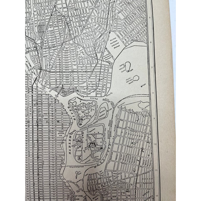 Antique 1920s Manhattan & Bronx New York Map For Sale - Image 4 of 5
