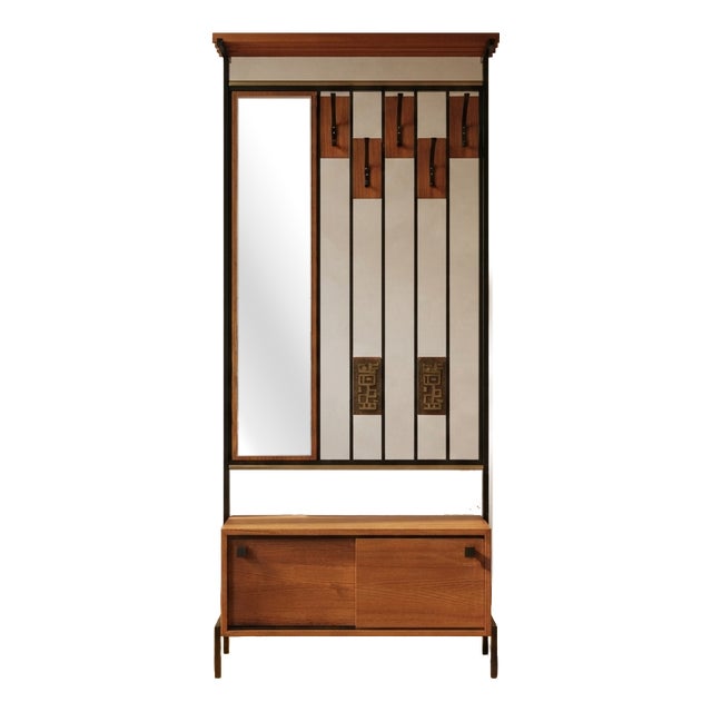 Mid-Century Modern Hallway Coat Rack with Mirror by Alfred Hendrickx for Belform, Belgium, 1940s For Sale