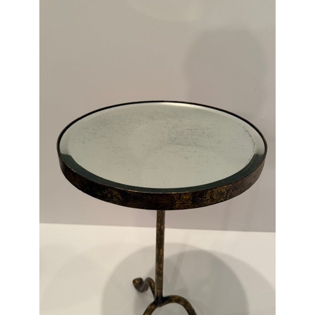 Spanish Round Gilded Iron & Mirrored Martini Table For Sale - Image 4 of 11