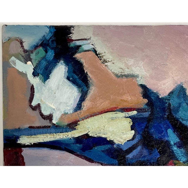 This is a wonderful abstract expressionist color study in energetic strokes, with many hues of blue, teal, purple,...