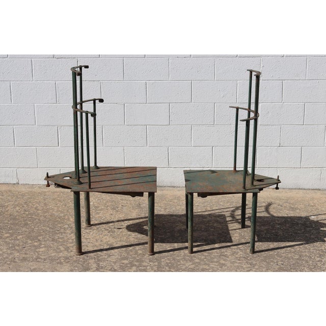 1980s 1980s Matched Pair of French Postmodern Green-Painted Metal "Windsor" Chairs For Sale - Image 5 of 11