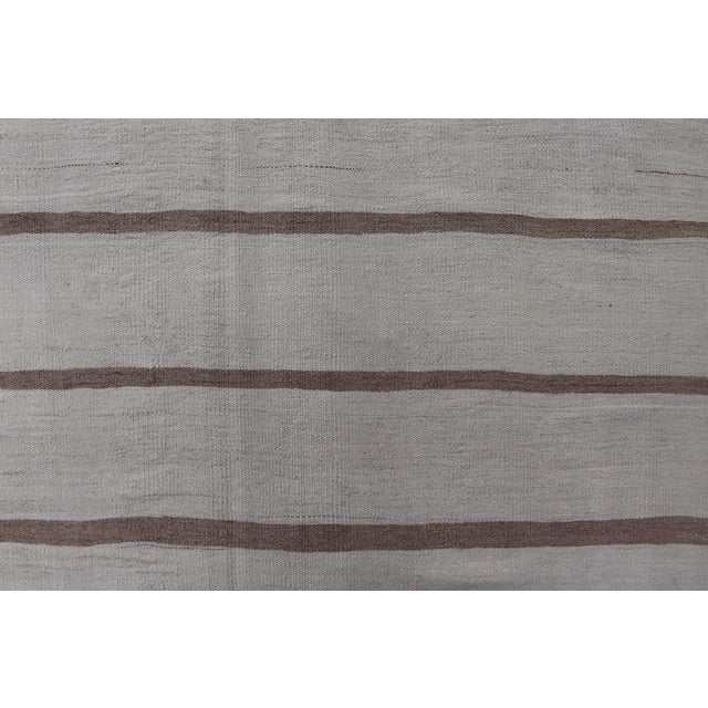 Vintage Gallery Turkish Kilim With Stripes in Ivory, Taupe and Brown 4'1" X12'7 For Sale In Atlanta - Image 6 of 11