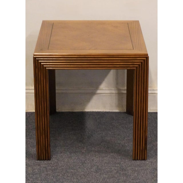 Rustic Altavista Lane Walnut Rustic Mediterranean Style 22x28" Accent End Table W. Banded Top For Sale - Image 3 of 8