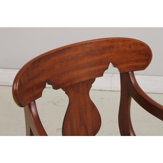 Wood Henkel Harris Vintage Cherry Scroll Arm Open Armchair For Sale - Image 7 of 15