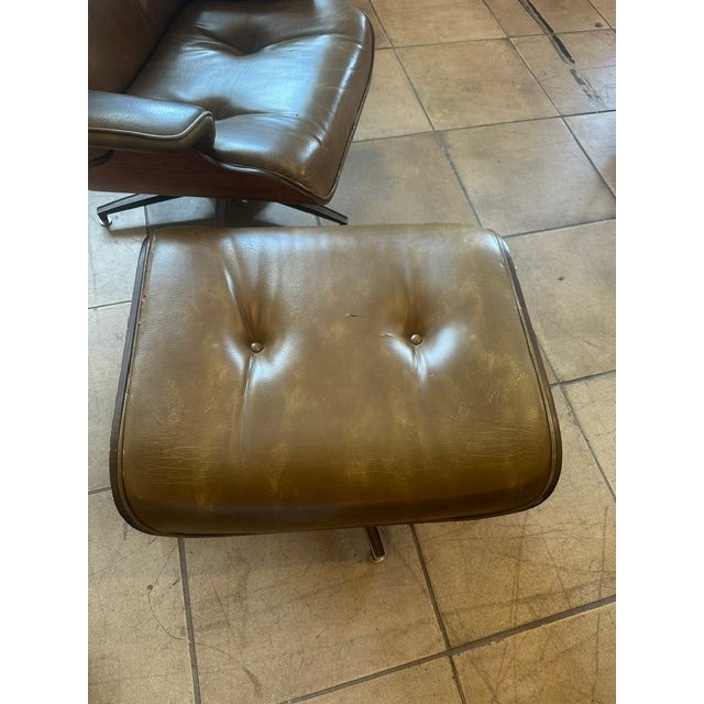 Animal Skin MCM Eames Style Lounge Chair & Ottoman For Sale - Image 7 of 16