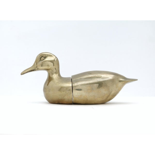 1970s 1970s Vintage Brass Duck Decoy Bookends For Sale - Image 5 of 9
