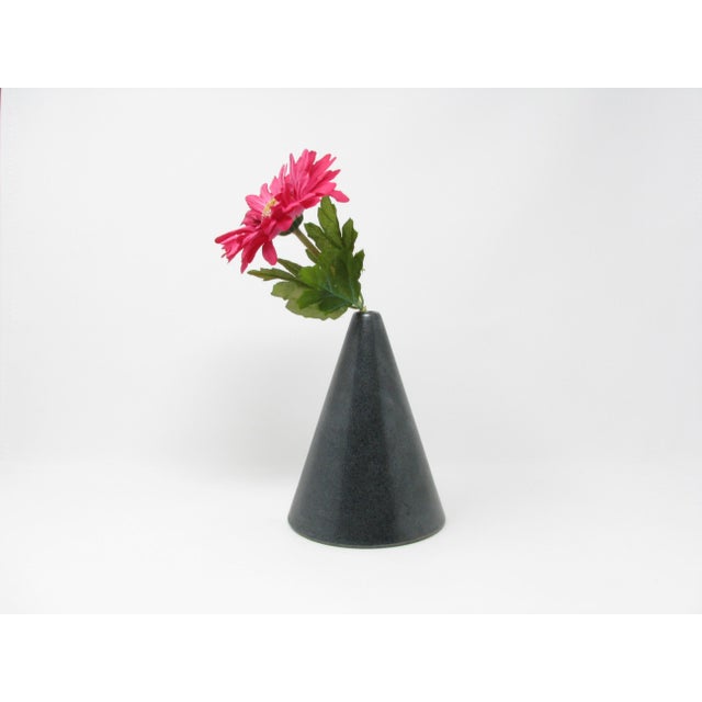 Vintage Victor Carranza for Mikasa Metallic Gunmetal Gray Cone Vase For Sale In Chicago - Image 6 of 11