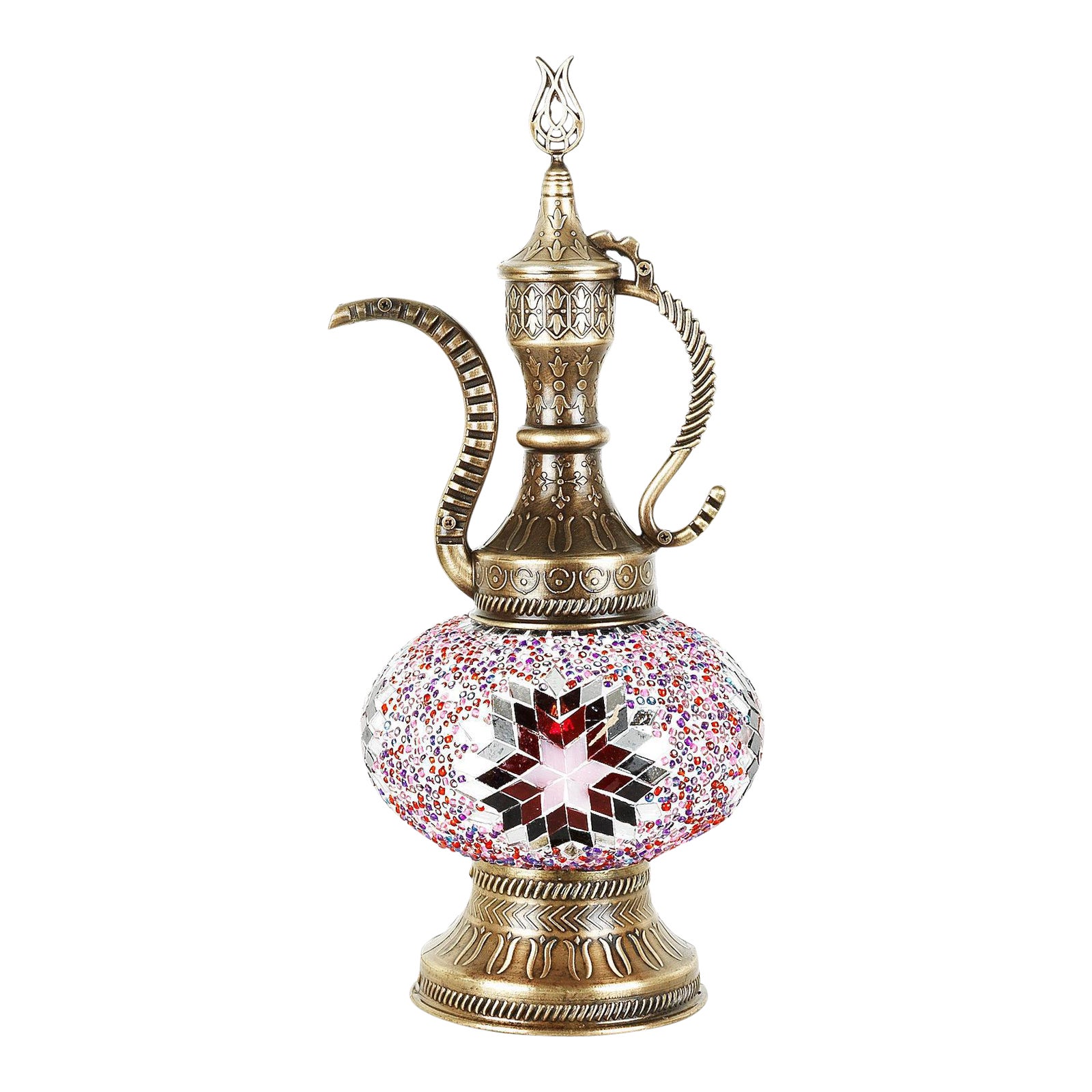 Turkish Handmade Mosaic Multicolor Pitcher Vintage Style Design Globe Glass Desk Lamp Chairish