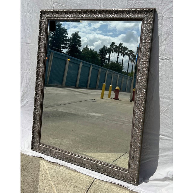 Baroque Silver Gilded Carved Wood Mirror For Sale - Image 3 of 14