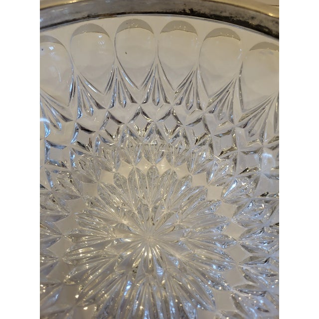 Traditional Vintage Etched Glass Silver Rimmed Bowl For Sale - Image 3 of 5