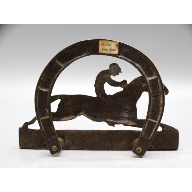 1930s 1930's English GIlt Brass Equestrian Letter Rack For Sale - Image 5 of 6