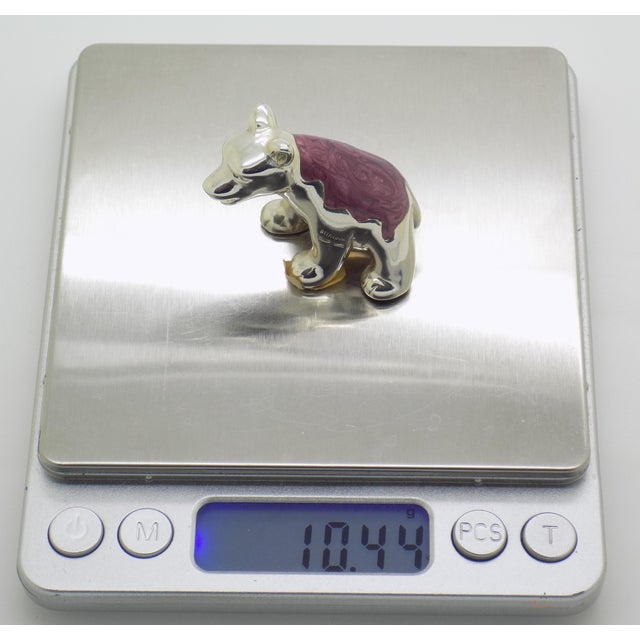 Vintage Italian Handmade Genuine Sterling Silver Enameled Bear Cub Figurine Ottaviani Rome 925 Animal Miniature Cabinet Curiosity Rare Decor For Sale - Image 10 of 11