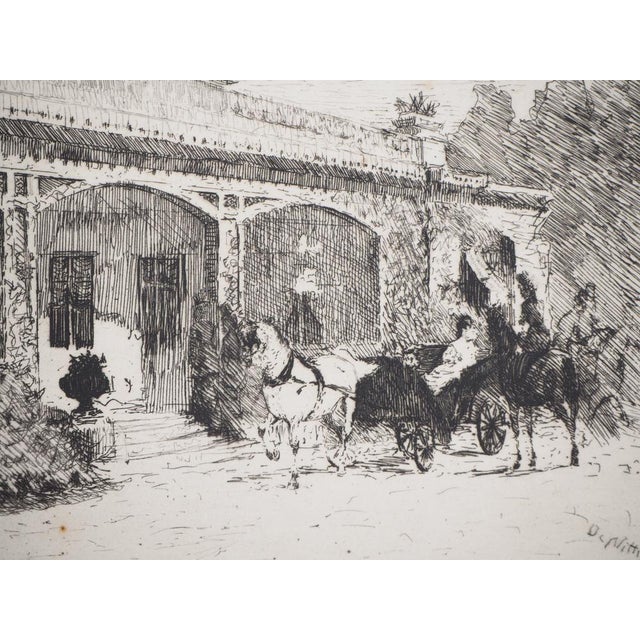 Giuseppe De Nitis (1846 - 1884) Return from a walk Etching Original etching on Vellum paper measuring 32,2 x 46,5 cm,...