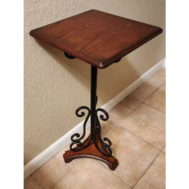 1990s Vintage Wood/Iron Mahogany Side Table For Sale In Orlando - Image 6 of 7