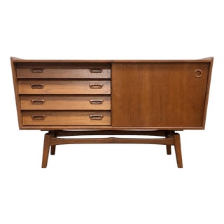 Mid Century Modern Styled Apartment Sized Asymmetrical Credenza / Media Stand / Sideboard For Sale