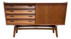Mid Century Modern Styled Apartment Sized Asymmetrical Credenza / Media Stand / Sideboard