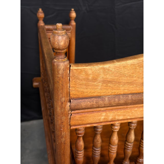 Vintage Solid Teak Thai Carved Elephant Howdah Bench / Loveseat For Sale - Image 11 of 12