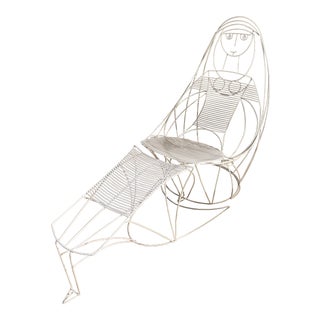 1960s John Risley Iron Rod Lady Lounge Chair & Ottoman For Sale