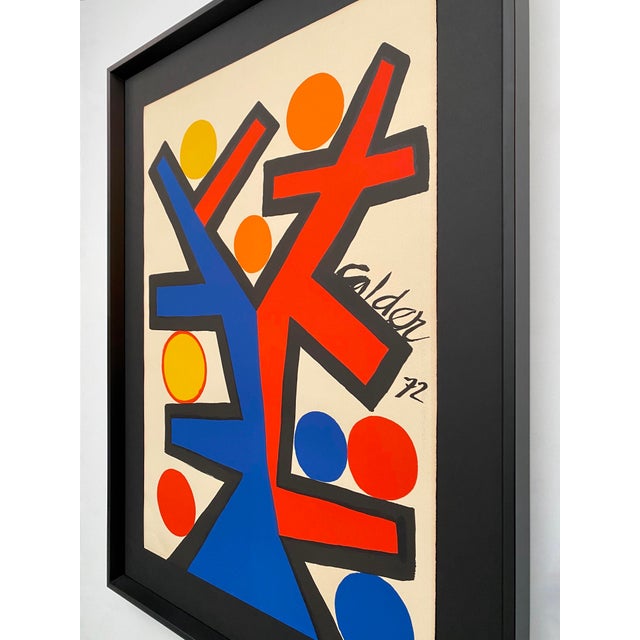 Alexander Calder Vintage 1972 Mid Century Modernist " Asymmetry " Framed Large Fine Art Lithograph Print For Sale - Image 16 of 18