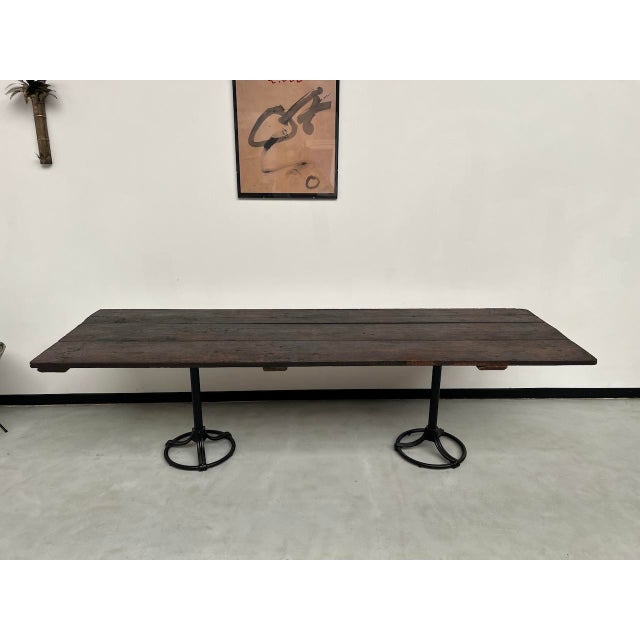 1950s Large Wooden Table with Industrial Spirit, 1950s For Sale - Image 5 of 18