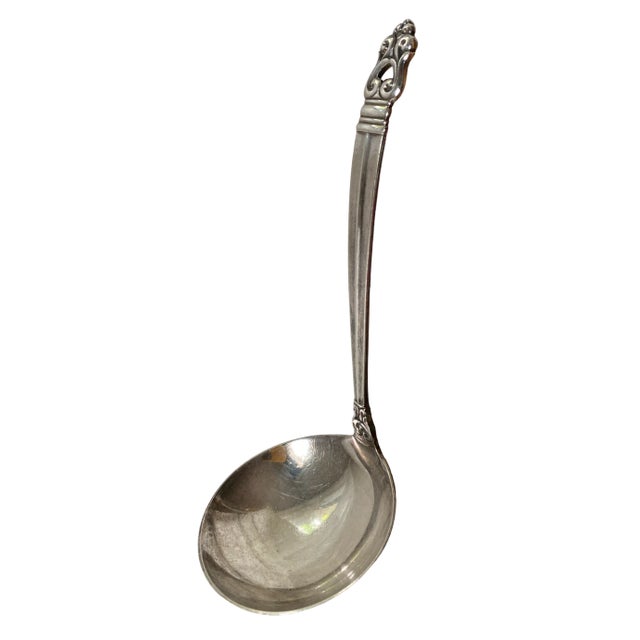 1930s 1939 Royal Danish by International Silver Sterling Silver Gravy Sauce Ladle For Sale - Image 5 of 5