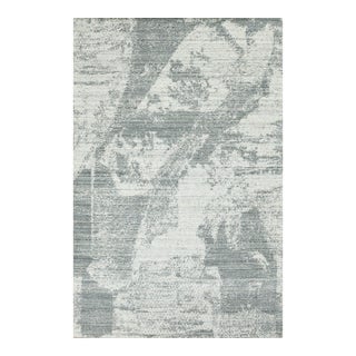 6x9 Versatile Freya Gray Silver Abstract Contemporary Handmade Wool Carpet Rug For Sale