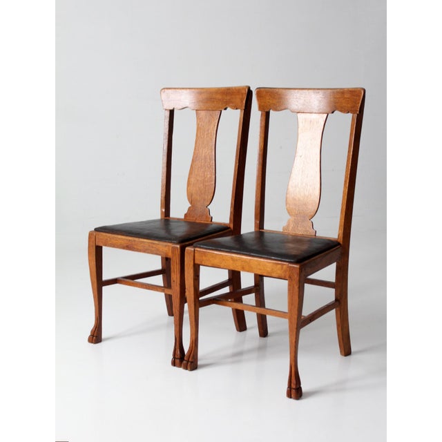 Antique Oak Splat Back Side Chairs Pair For Sale - Image 14 of 14