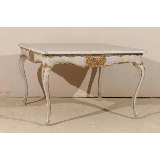 Italian 20th Century Italian Square Center Table With Gilded Central Apron Carving For Sale - Image 3 of 10
