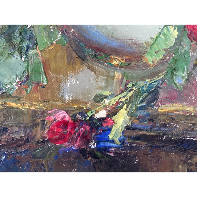 Mid-Century Modern Wladimir Bitschkowsky, Colorful Floral Still Life with Roses, 1920s, Oil Painting on Canvas, Framed For Sale - Image 3 of 15