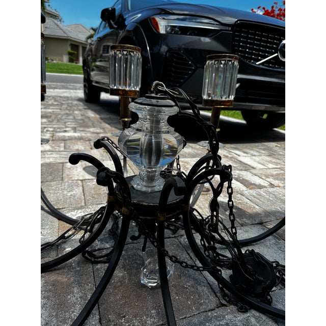 Contemporary Fine Art Lamps Eaton Place Rustic Iron Crystal Chandelier. Great Condition For Sale - Image 10 of 13