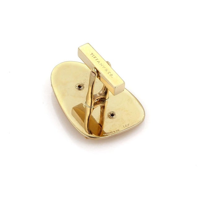 Contemporary Mid 20th Century Tiffany & Co. Ruby 14k Yellow Gold Fish Cufflinks, A Pair For Sale - Image 3 of 4