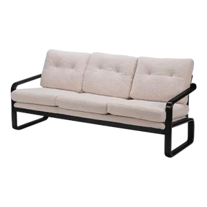 Ebonized French Three Seat Sofa Recently Upholstered in Boucle Fabric