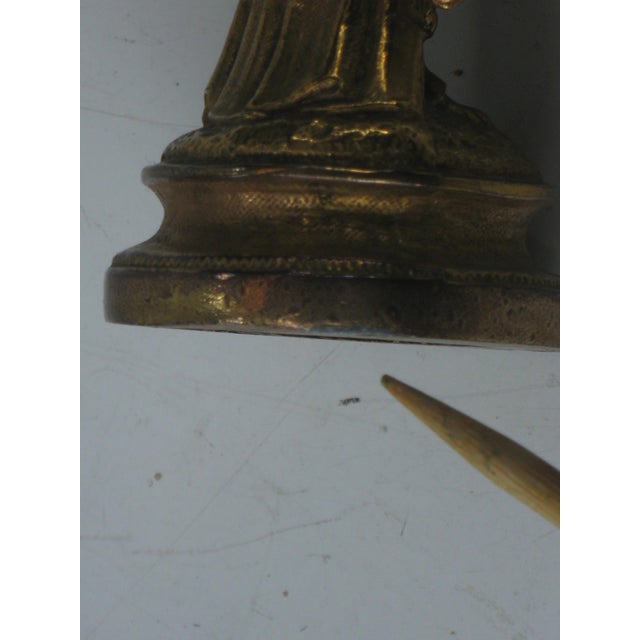 Neoclassical Lady Statue Antique Gold-Plated Spelter Gilded Sculpture Fennel, Clock Part For Sale - Image 13 of 15