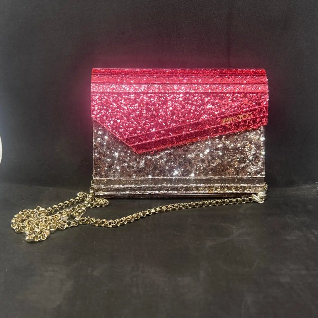 Jimmy Choo 21st Century Jimmy Choo Sparkling Pink and Silver Clutch Bag For Sale - Image 4 of 10