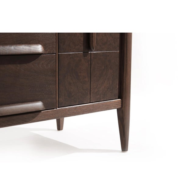 Distinctive Walnut Burl Wood Front Credenza, 1950s For Sale - Image 9 of 13