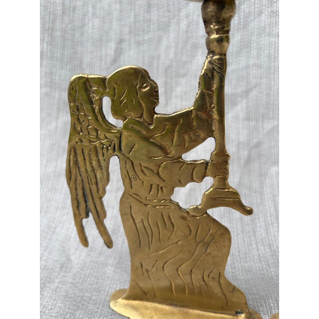 Bauhaus Vintage Brass Angel Figural Candlesticks Holders a Pair For Sale - Image 3 of 16