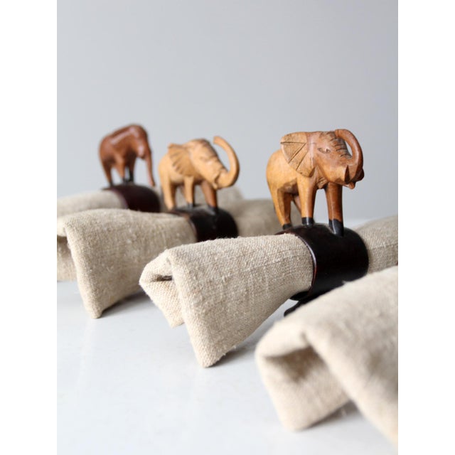 Vintage Wood Elephant Napkin Rings Set of 6 Chairish