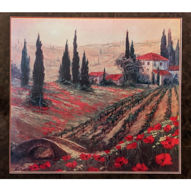 Late 20th Century Signed Fronckowiak "Poppies of Toscano I & II" Framed Fine Art Print Pair For Sale - Image 14 of 18