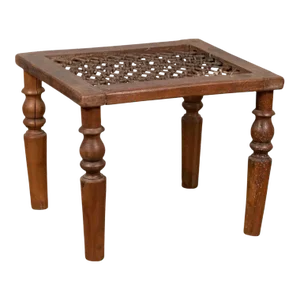 Antique Indian Window Grate Made into a Coffee Table with Turned Baluster Legs