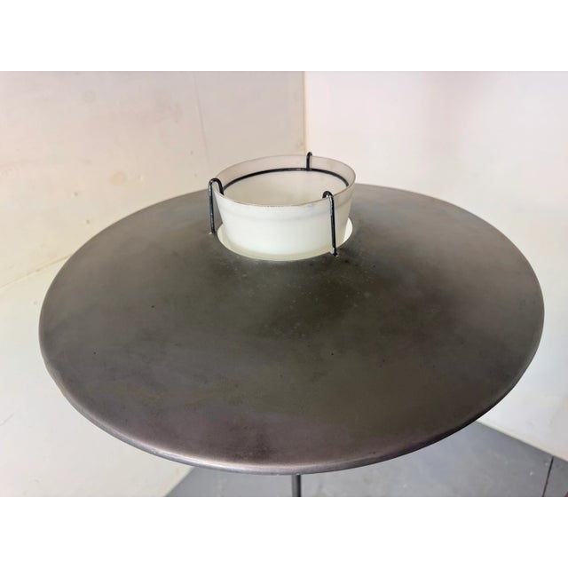 Mid-Century Modern Mid-Century Modern Steel, Brass and Glass Floor Lamp, 1950s For Sale - Image 3 of 11