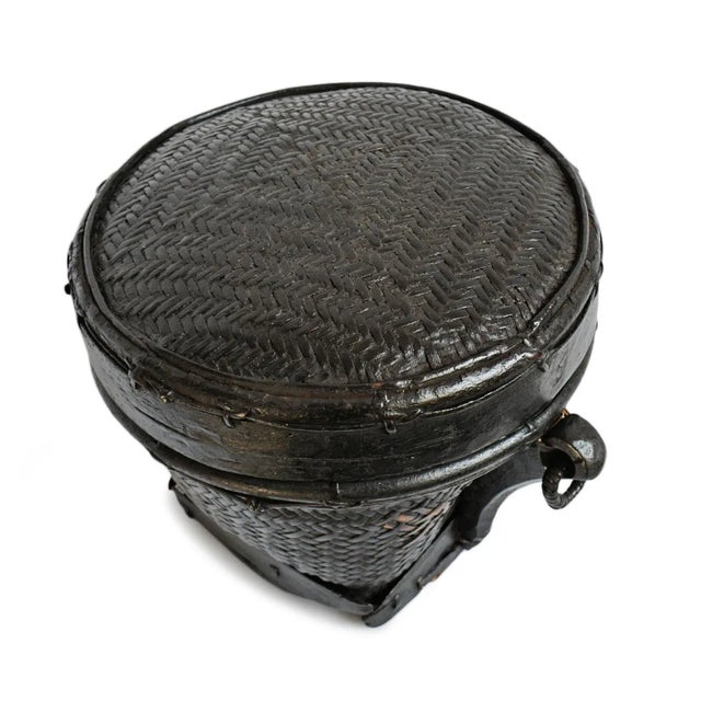 Contemporary Vintage Round Akha Thai Basket For Sale - Image 3 of 6