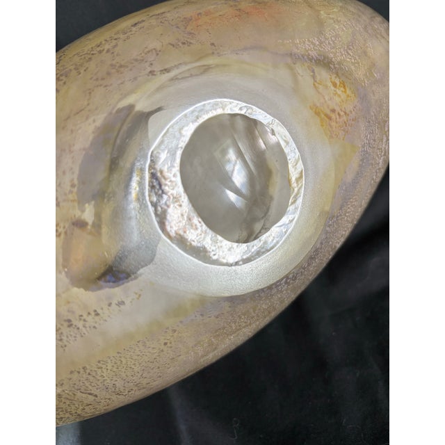 1980s Charlie Meaker Art Glass Large Gold/Copper Luster ‘Torpedo’ Oblong Vase For Sale - Image 12 of 12