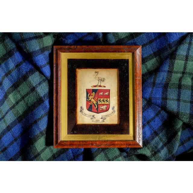 This finely detailed, hand-painted English Coat of Arms dates to circa 1850 and is a striking example of mid-19th-century...