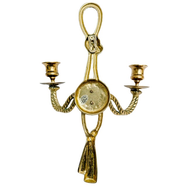 Vintage Andrea by Sadek Brass Rope & Tassel Two-Light Wall Sconces - A Pair For Sale - Image 10 of 10