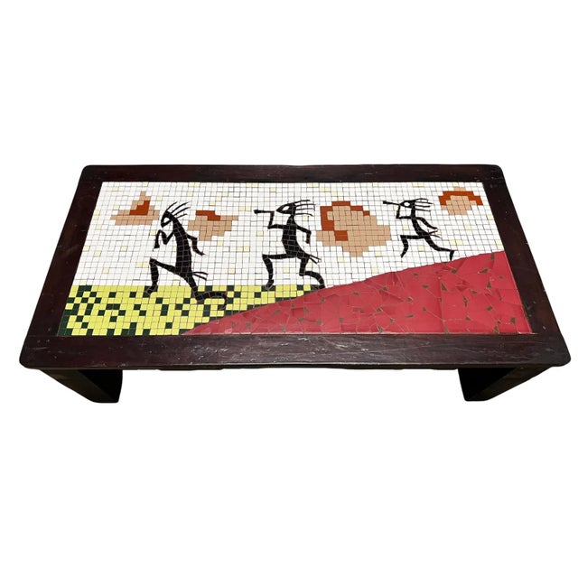 Early 20th Century Kokopelli Figurative Southwestern Mosaic Tile Coffee Table For Sale - Image 12 of 12