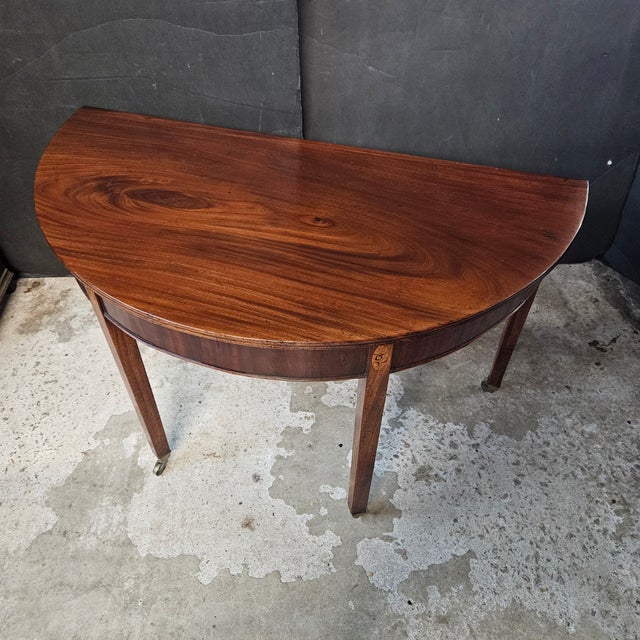 Late 19th Century Late 19th Century Mahogany Inlaid Georgian Demi-Lune Console Table For Sale - Image 5 of 17