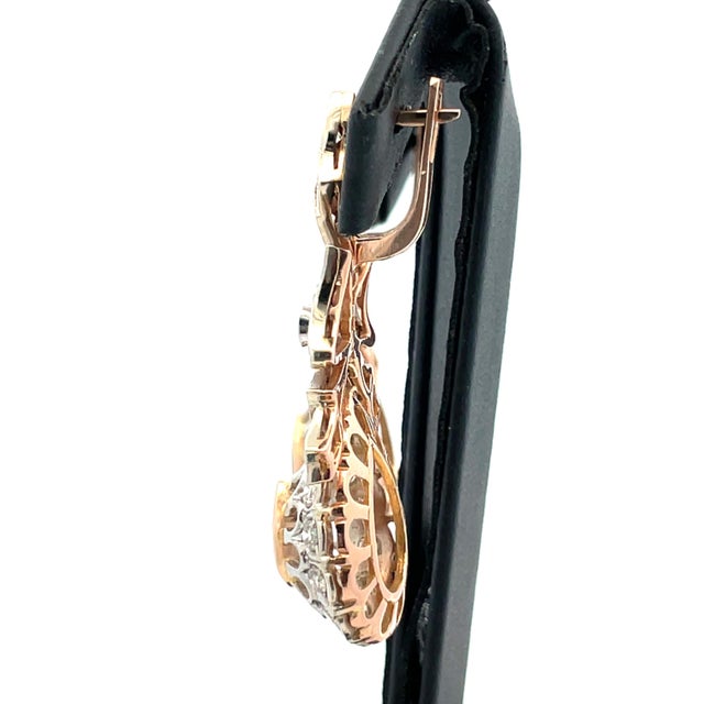 14k Gold 3 Carat Diamond & 1.50 CTW Emerald Drop Earrings, a Pair For Sale In New York - Image 6 of 12