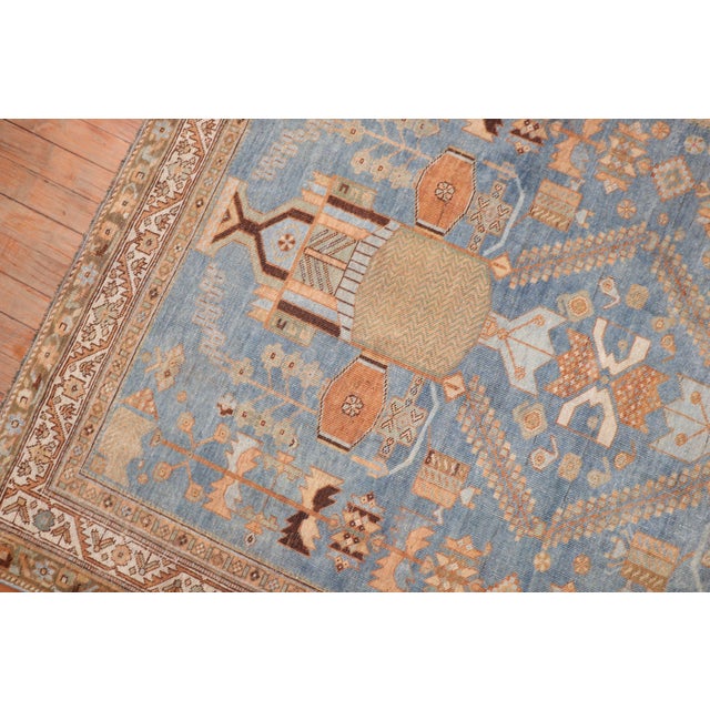 Textile Antique Zabihi Collection Persian Blue Tribal Rug - 4'4" x 5'8" For Sale - Image 7 of 10
